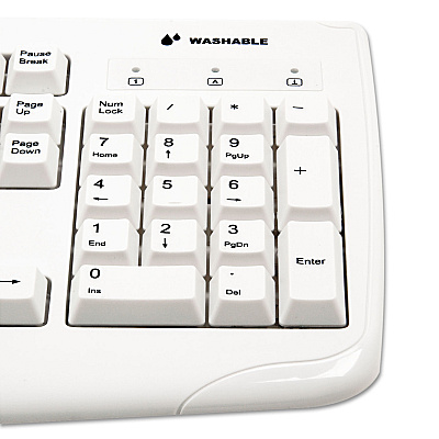 Kensington Pro Fit USB Washable Keyboard, 104 Keys, White (KMW64406)