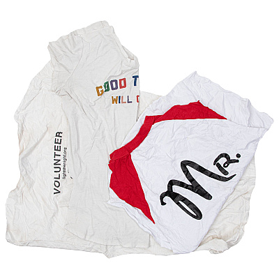 R2-w50 T-shirt Reclaimed Rags White 50lb Bag (R2-W50-50BG)