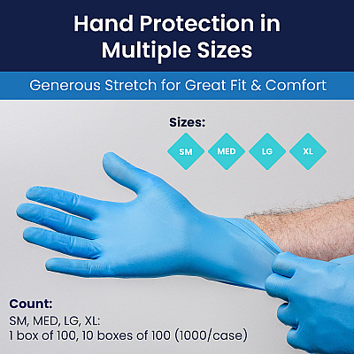 Vyblend Synthetic Vinyl Powder Free 4.5 Mil Gloves Blue Med, Case Of 1000 (GL-VN104BFM)