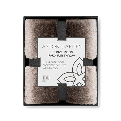 Aston & Arden Bronze Moon Faux Fur Throw 50x70 Brown Ombre, 1 Blanket (P-TH-FF-5070-BR)