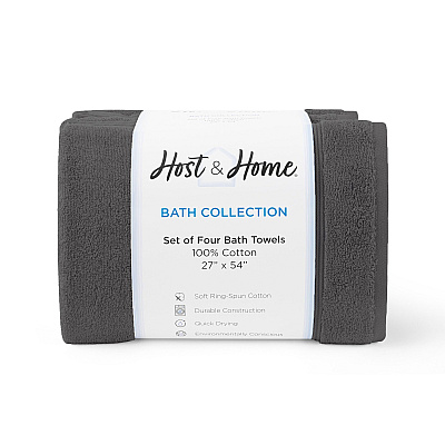 Host & Home Bath Towel 27x54 Dark Grey, Case Of 24 (BT-HH2754-DG-CS)