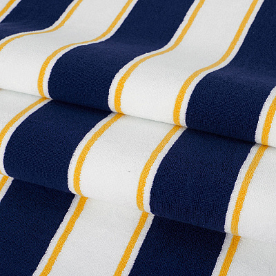 Aston & Arden Pinstripe Beach Towel 35x70 Navy/yellow, Case Of 8 (BT-PINSTR-25NY-CS)