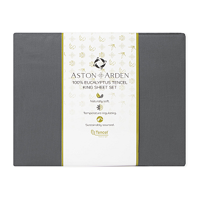 Aston & Arden Tencel Sheet Set California King - Dark Grey, 4 Piece Set (P-SS-CKG-400-DG)