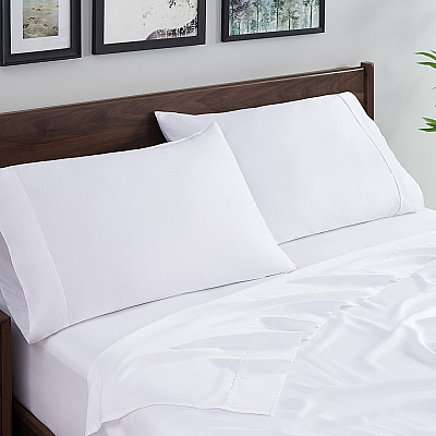 Aston & Arden Bamboo Sheet Set Cali-king Whisper White, 4 Piece Set (P-SS-BBCALKG-WH)