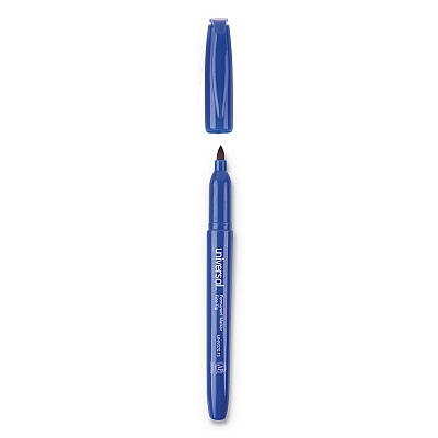 Universal Pen-Style Permanent Marker, Fine Bullet Tip, Blue, Dozen (UNV07073)