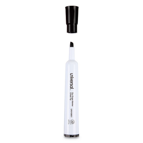 Universal Dry Erase Marker, Broad Chisel Tip, Black, Dozen (43651)
