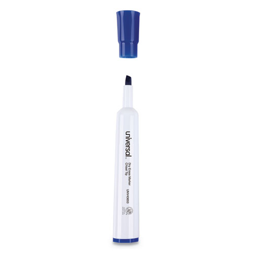 Universal Dry Erase Marker, Broad Chisel Tip, Blue, Dozen (43653)