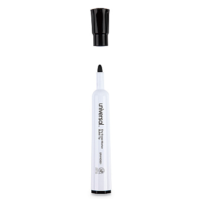 Universal Dry Erase Marker, Medium Bullet Tip, Black, Dozen (UNV43681)