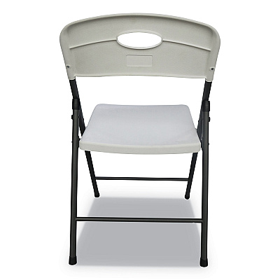 Alera Molded Resin Folding Chair, Supports Up to 225 lb, 18.19" Seat Height, White Seat, White Back, Dark Gray Base, 4/Carton (ALEFR9402)
