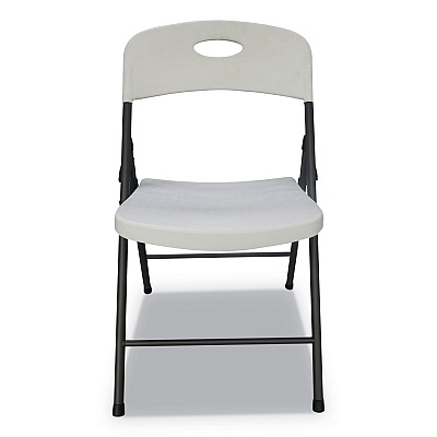 Alera Molded Resin Folding Chair, Supports Up to 225 lb, 18.19" Seat Height, White Seat, White Back, Dark Gray Base, 4/Carton (ALEFR9402)