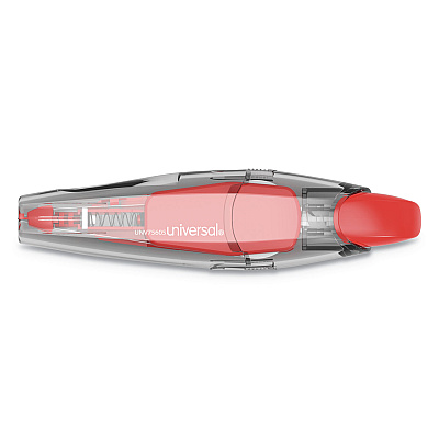 Universal Retractable Pen Style Correction Tape, Transparent Gray/Red Applicator, 0.2" x 236", 4/Pack (UNV75605)