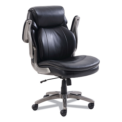 SertaPedic Cosset Mid-Back Executive Chair, Supports Up to 275 lb, 18.5" to 21.5" Seat Height, Black Seat/Back, Slate Base (SRJ48966)