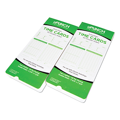 Time Clock Cards for uPunch HN1000/HN3000/HN3600, Two Sides, 7.5 x 3.5, 100/Pack (PPZHNTCG1100)