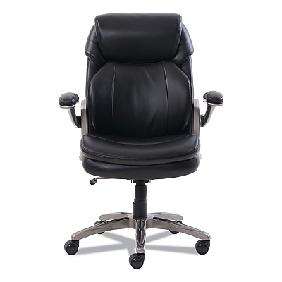 SertaPedic Cosset Mid-Back Executive Chair, Supports Up to 275 lb, 18.5" to 21.5" Seat Height, Black Seat/Back, Slate Base (SRJ48966)