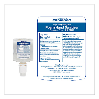 Georgia Pacific Professional GP enMotion High-Frequency-Use Foam Sanitizer Dispenser Refill, Fragrance-Free, 1,000 mL, Fragrance-Free, 2/Carton (GPC42336)