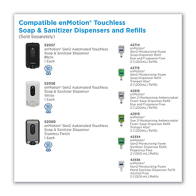 Georgia Pacific Professional GP enMotion Automated Touchless Antimicrobial Foam Soap Refill, Unscented, 1,200 mL, 2/Carton (GPC42818)