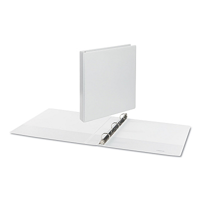 Universal Deluxe Round Ring View Binder, 3 Rings, 1" Capacity, 11 x 8.5, White (UNV20712)