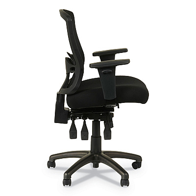 Alera Etros Series Mesh Mid-Back Petite Multifunction Chair, Supports Up to 275 lb, 17.16" to 20.86" Seat Height, Black (ALEET4017)