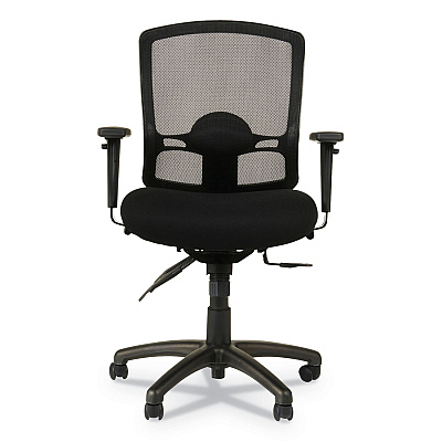 Alera Etros Series Mesh Mid-Back Petite Multifunction Chair, Supports Up to 275 lb, 17.16" to 20.86" Seat Height, Black (ALEET4017)