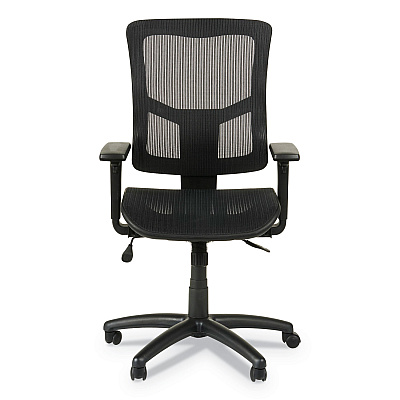 Alera Elusion II Series Suspension Mesh Mid-Back Synchro Seat Slide Chair, Supports 275 lb, 16.34" to 20.35" Seat, Black (ALEELT4218S)