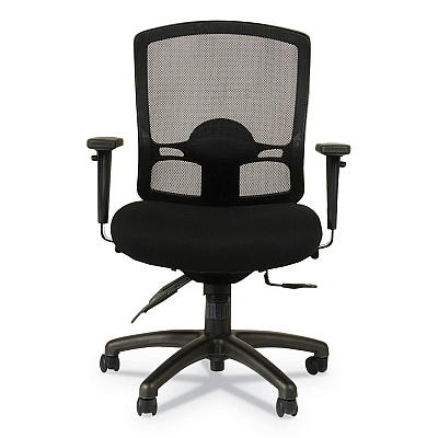 Alera Etros Series Mesh Mid-Back Petite Multifunction Chair, Supports Up to 275 lb, 17.16" to 20.86" Seat Height, Black (ALEET4017)