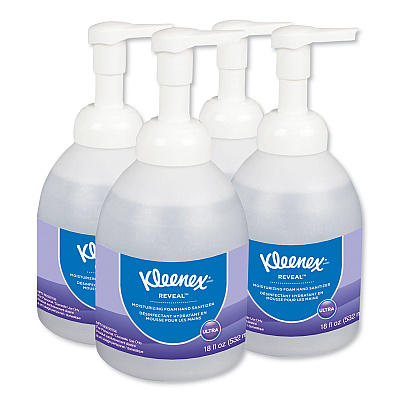 Kleenex Reveal Ultra Moisturizing Foam Hand Sanitizer, 18 oz Bottle, Fragrance-Free, 4/Carton (KCC45826CT)