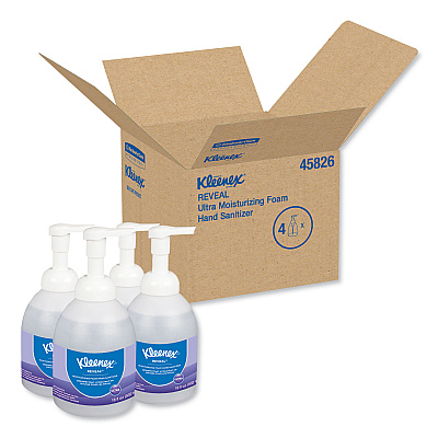 Kleenex Reveal Ultra Moisturizing Foam Hand Sanitizer, 18 oz Bottle, Fragrance-Free, 4/Carton (KCC45826CT)