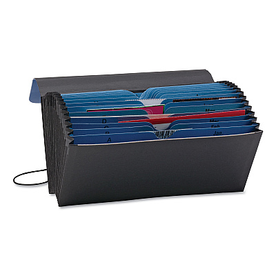Smead Handy File with Pockets, 21 Sections, Elastic Cord Closure, 1/2-Cut Tabs, Check Size, Black/Blue (SMD70506)
