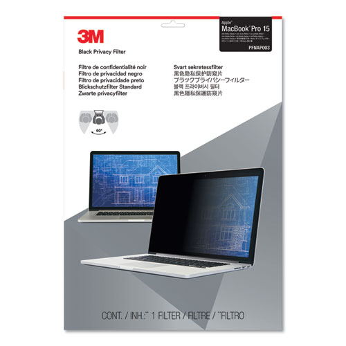 3M Frameless Blackout Privacy Filter for 15" Widescreen MacBook Pro with Retina Display, 16:10 Aspect Ratio (PFNAP003)