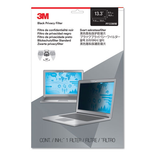 3M Frameless Blackout Privacy Filter for 13.3" Widescreen Laptop, 16:9 Aspect Ratio (PF133W9B)