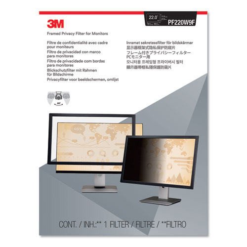 3M Framed Desktop Monitor Privacy Filter for 21.5" to 22" Widescreen Flat Panel Monitor, 16:9 Aspect Ratio (PF220W9F)