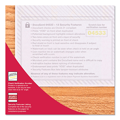 DocuGard Premier Prismatic Check, 13 Features, 8.5 x 11, Blue/Green Prismatic, 500/Ream (PRB04539RM)