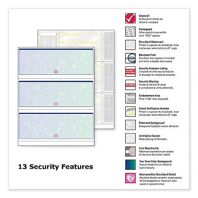 DocuGard Premier Prismatic Check, 13 Features, 8.5 x 11, Blue/Green Prismatic, 500/Ream (PRB04539RM)