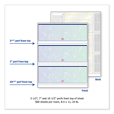DocuGard Premier Prismatic Check, 13 Features, 8.5 x 11, Blue/Green Prismatic, 500/Ream (PRB04539RM)