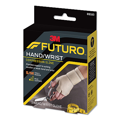 FUTURO Energizing Support Glove, Small/Medium, Fits Palm Size 6.5" - 8.0", Tan (MMM09183EN)