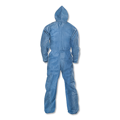 KleenGuard A20 Elastic Back Wrist/Ankle Hooded Coveralls, Large, Blue, 24/Carton (KCC58513)