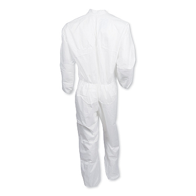 KleenGuard A30 Elastic-Back and Cuff Coveralls, Large, White, 25/Carton (KCC46103)
