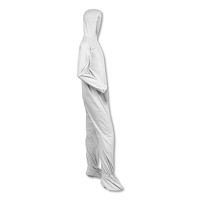KleenGuard A40 Elastic-Cuff, Ankle, Hood and Boot Coveralls, 3X-Large, White, 25/Carton (KCC44336)