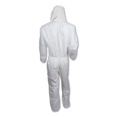 KleenGuard A30 Elastic Back and Cuff Hooded Coveralls, 3X-Large, White, 21/Carton (KCC46116)