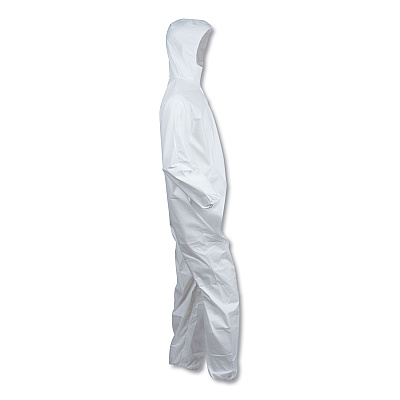 KleenGuard A40 Elastic-Cuff, Ankle, Hooded Coveralls, 3X-Large, White, 25/Carton (KCC44326)