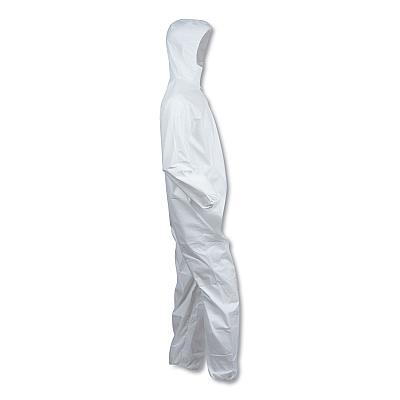 KleenGuard A40 Elastic-Cuff and Ankles Hooded Coveralls, 2X-Large, White, 25/Carton (KCC44325)