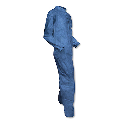 KleenGuard A60 Elastic-Cuff, Ankle and Back Coveralls, Large, Blue, 24/Carton (KCC45003)
