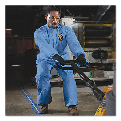 KleenGuard A60 Elastic-Cuff, Ankle and Back Coveralls, 2X-Large, Blue, 24/Carton (KCC45005)