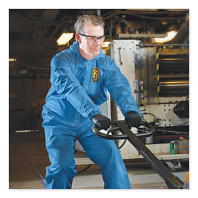 KleenGuard A20 Elastic Back Wrist/Ankle Hooded Coveralls, Large, Blue, 24/Carton (KCC58513)
