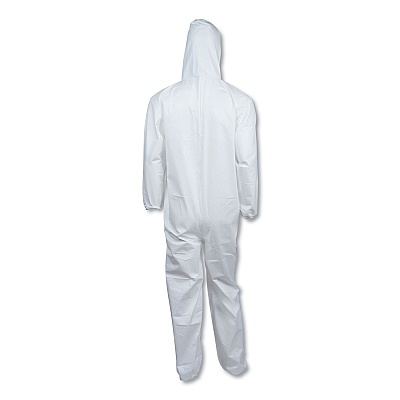 KleenGuard A40 Elastic-Cuff and Ankle Hooded Coveralls, 4X-Large, White, 25/Carton (KCC44327)