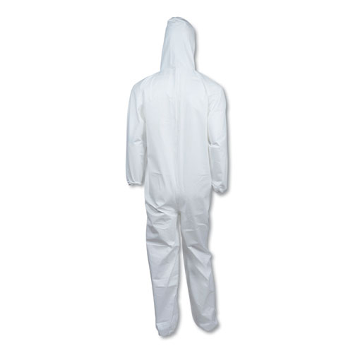 KleenGuard A40 Elastic-Cuff and Ankle Hooded Coveralls, 4X-Large, White, 25/Carton (44327)