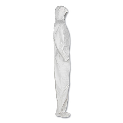 KleenGuard A20 Elastic Back and Ankle Hood and Boot Coveralls, X-Large, White, 24/Carton (KCC49124)
