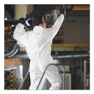 KleenGuard A30 Elastic Back and Cuff Hooded Coveralls, 3X-Large, White, 21/Carton (KCC46116)