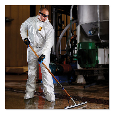 KleenGuard A40 Elastic-Cuff, Ankle, Hood and Boot Coveralls, 3X-Large, White, 25/Carton (KCC44336)