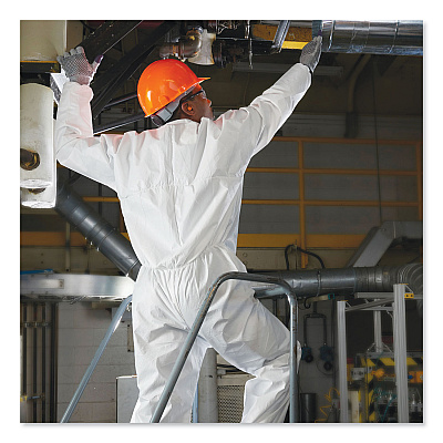 KleenGuard A30 Elastic-Back and Cuff Coveralls, X-Large, White, 25/Carton (KCC46104)